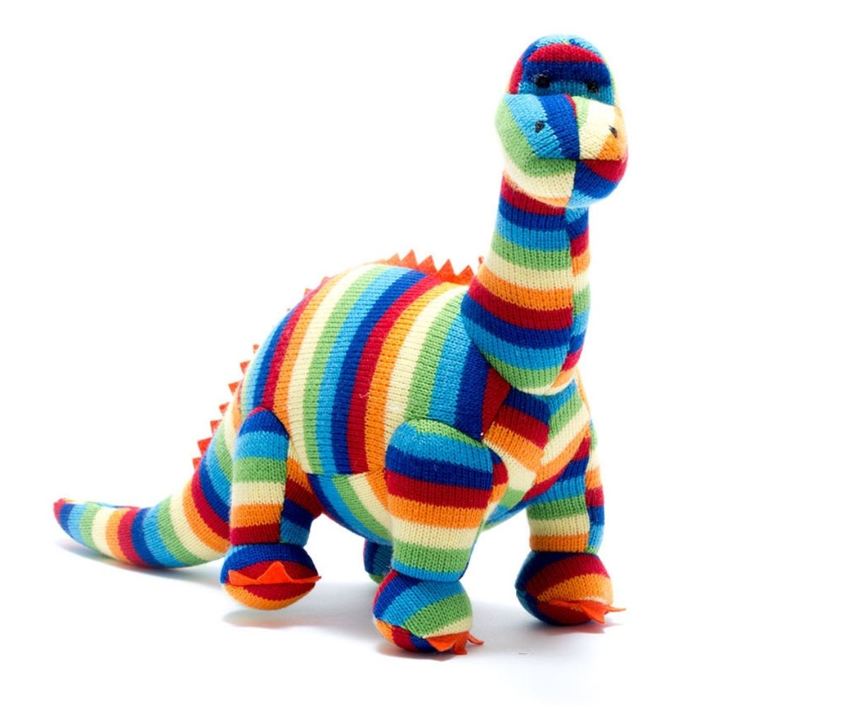 Best Years Diplodocus Knitted Dinosaur Soft Toy Bold Stripe