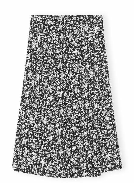 Printed Crepe Wrap Skirt - Black