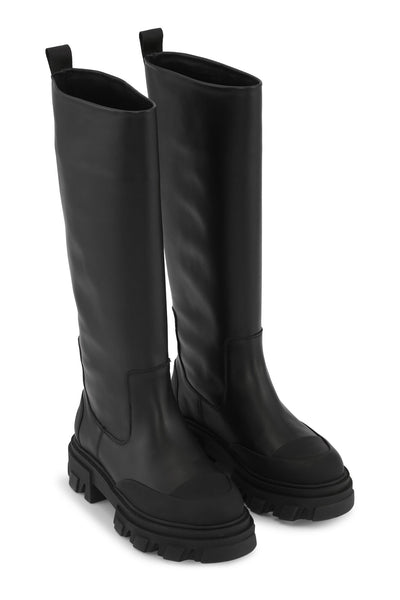 Cleated High Tubular Boot - Black