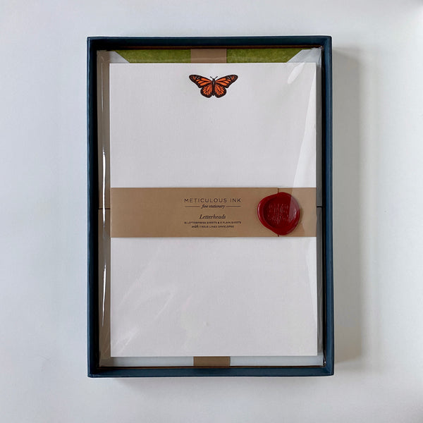 Meticulous Ink Letterpress Monarch Butterfly Letterheads