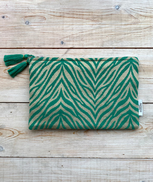 Miami Pouch - Green/gold Zebra