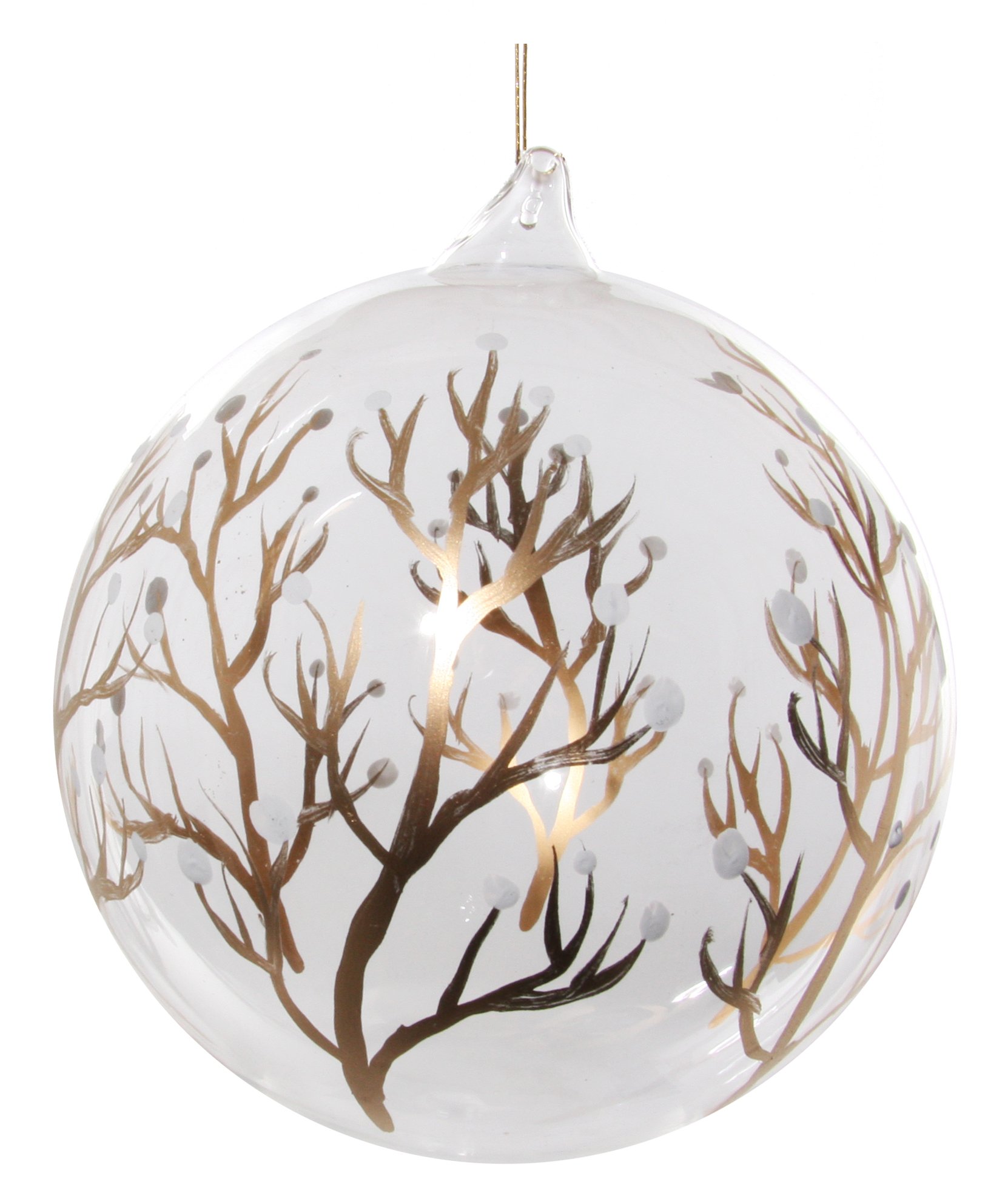 Shishi Clear Glass Ball w/Gold Painted Trees 12cm