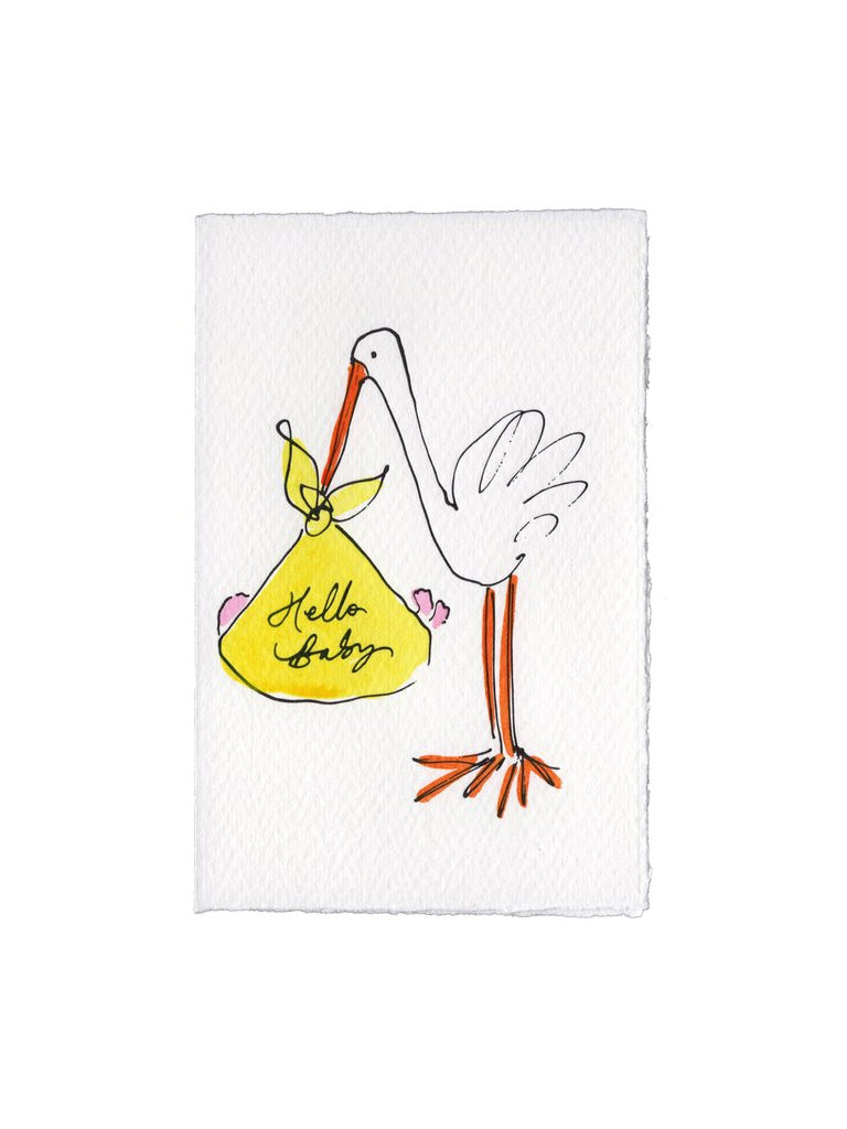 Stork Card In Yellow