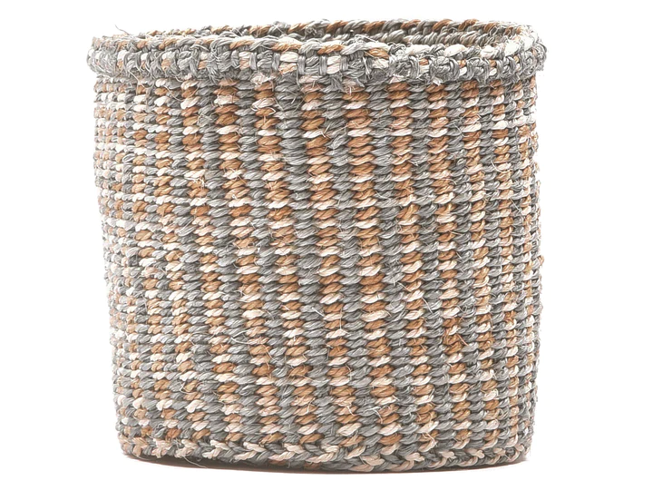 The Basket Room Small Grey Natural Twist Woven Basket