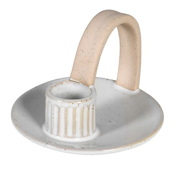 Handmade Cream & White Ceramic Candle Holder