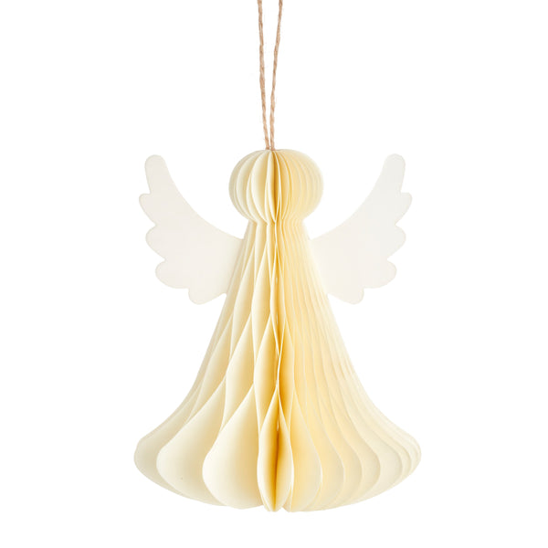 Honeycomb Angel Paper Decoration - White