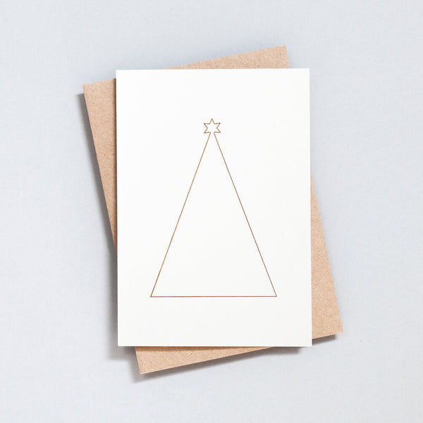Ola Design Studio Season's Greetings Pack Of Six Tree In Copper Cards