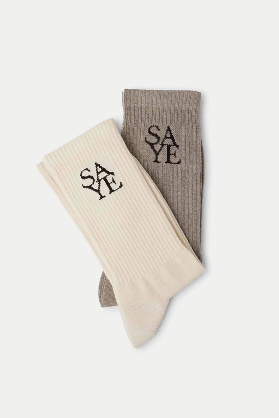 SAYE Off White & Grey Socks Mens - Set Of 2