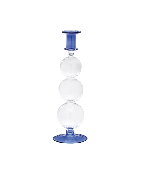 Navy Bubble Glass Candleholder