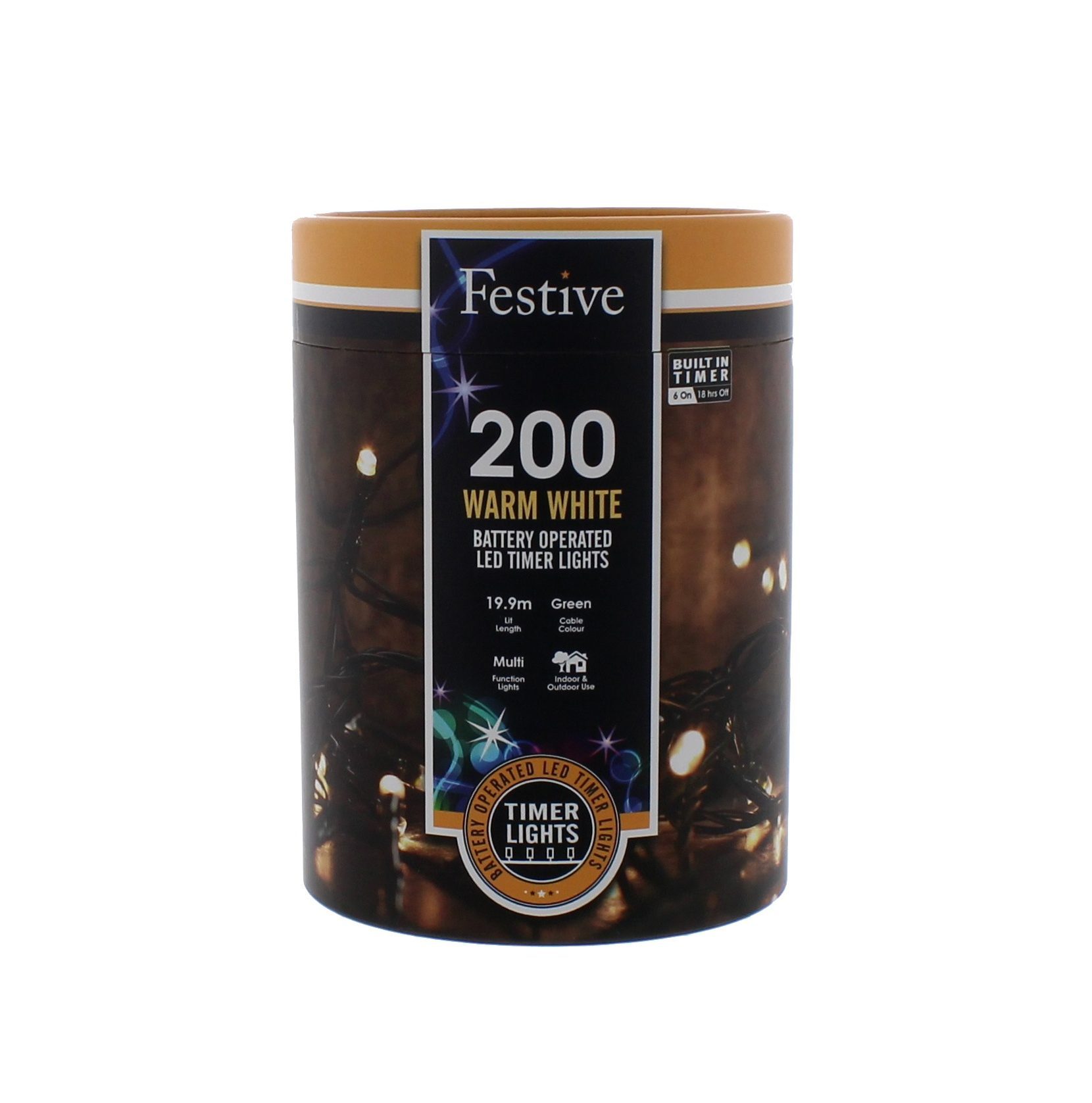 Festive 200 Battery Operated Timer String Lights