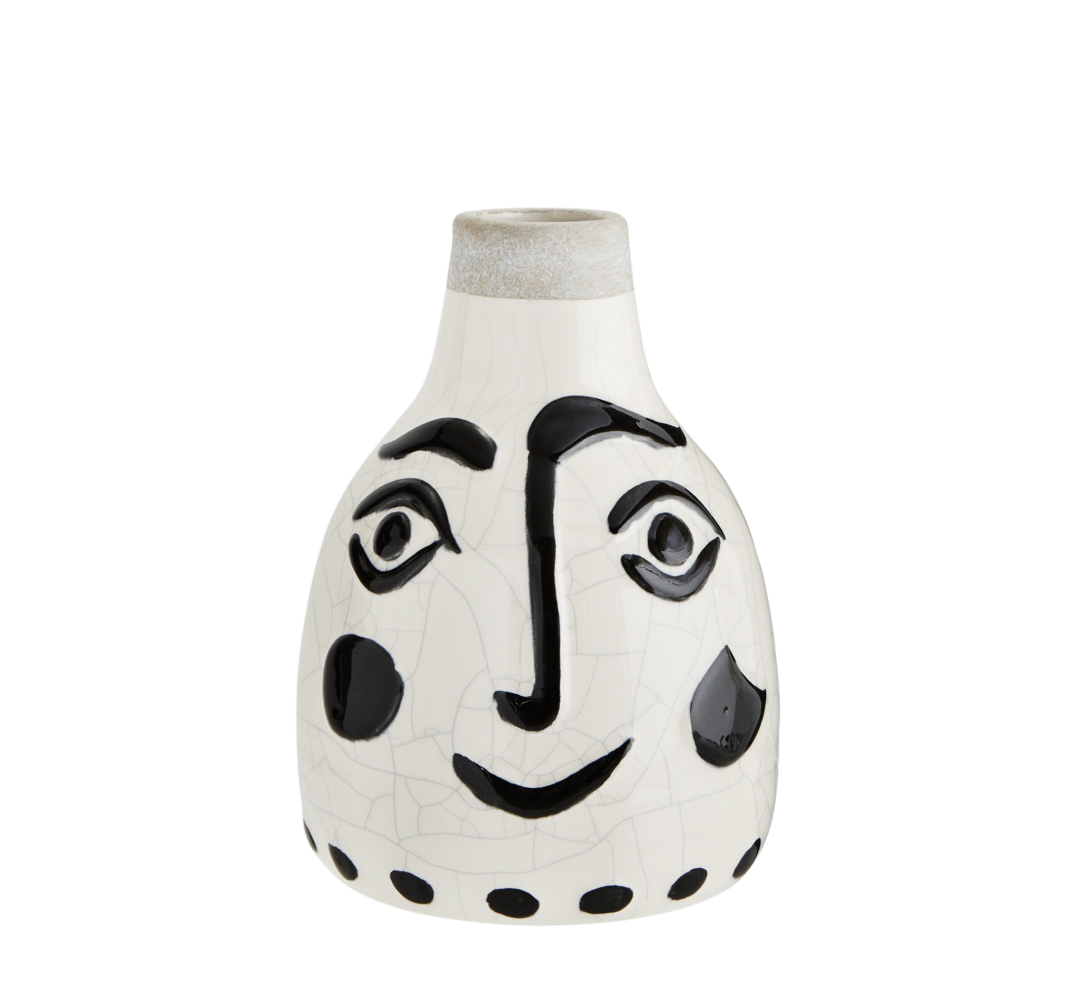 Face Design Stoneware Vase