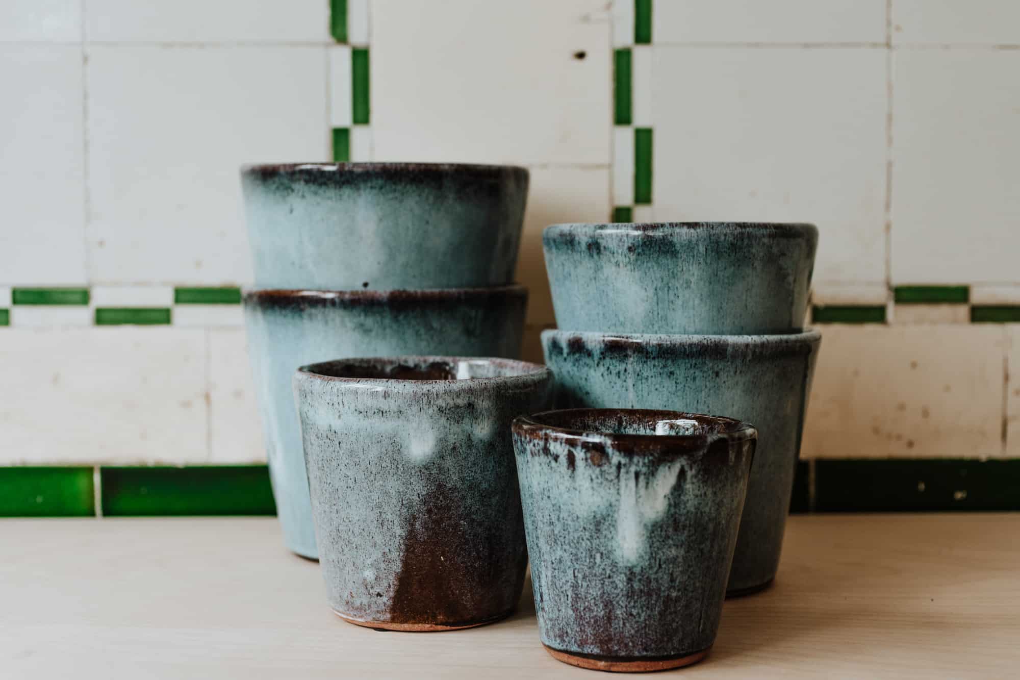 16.5cm Denim Blue Thick Glazed Pot