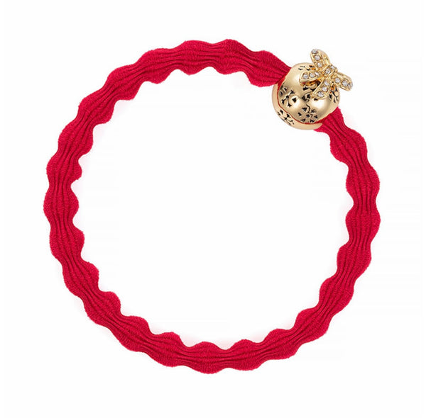 Christmas Bauble Cherry Red Bubble Elastic Hairband