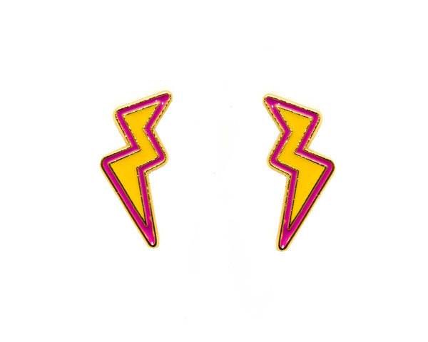 Acorn & Will Lightening Bolt Enamel Earrings By