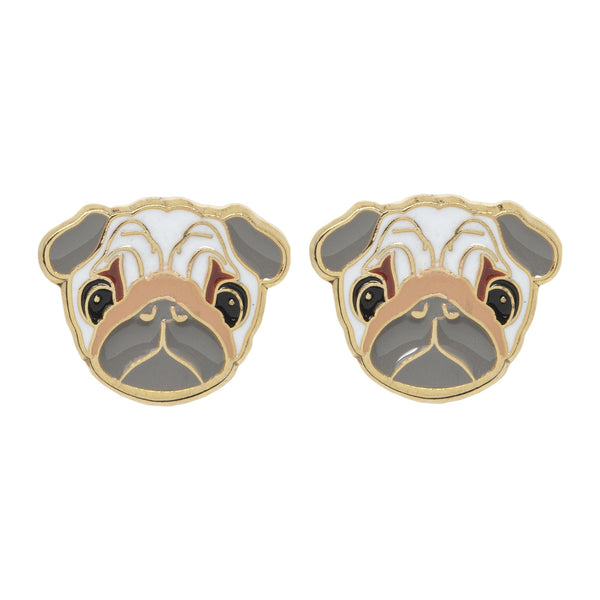 Acorn & Will Pug Enamel Earrings