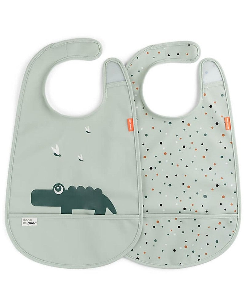 Set of 2 waterproof bibs with pocket - green