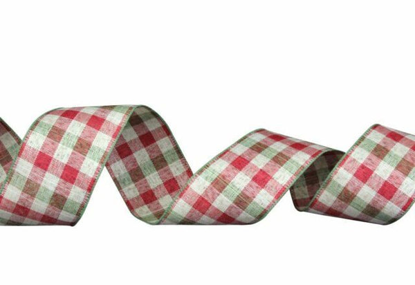 Wide Ribbon - Red/white/green Check