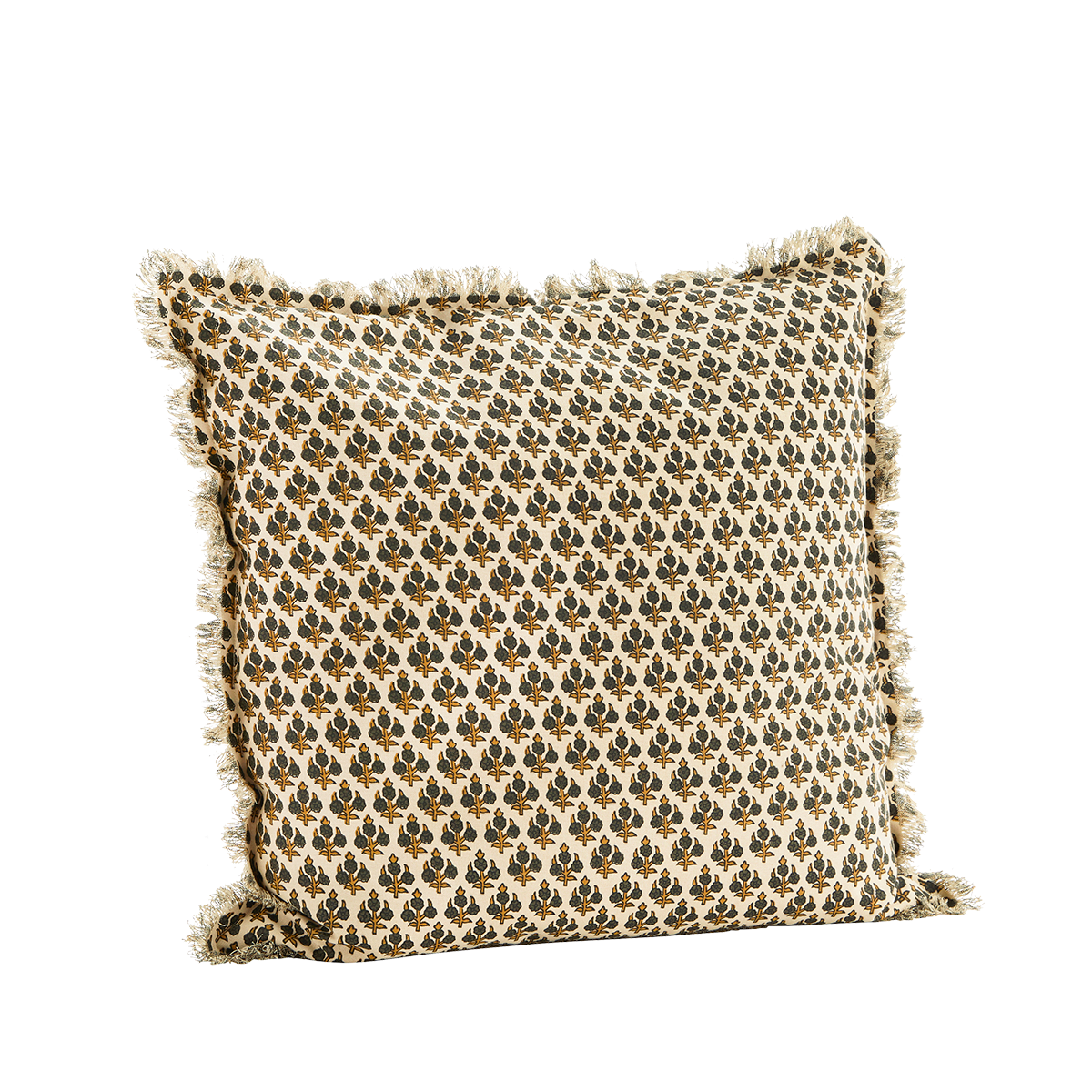 Olive and Mustard Beige Printed Cushion Cover