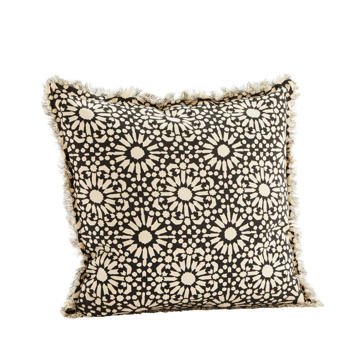 Black and Off White Printed Cushion Cover