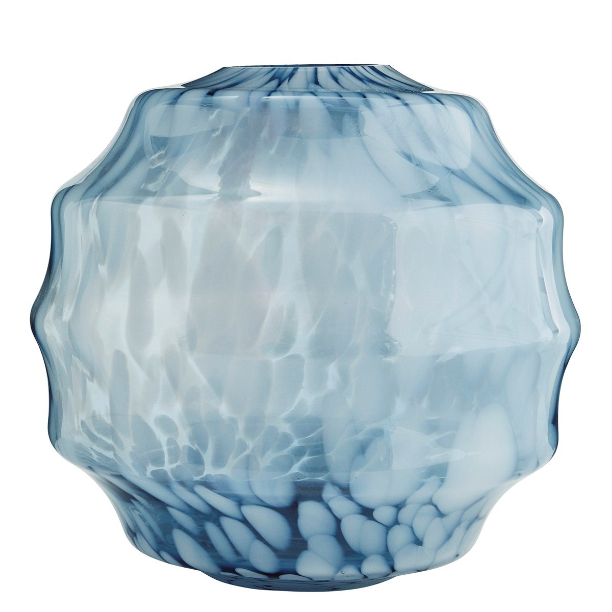Madam Stoltz Blue and White Round Glass Vase
