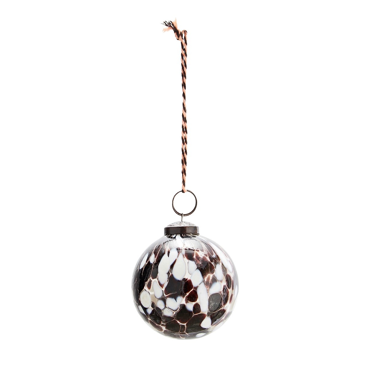 Madam Stoltz Brown White and Clear Glass Hanging Ornament