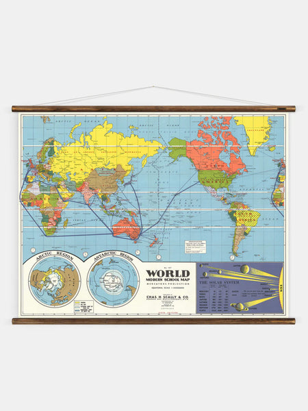 Erstwhile Wall Hanging The World School Map - Extra Large