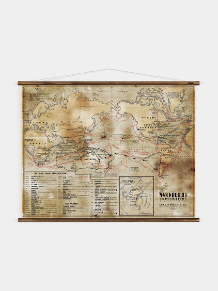 Erstwhile Wall Hanging World Exploration Map