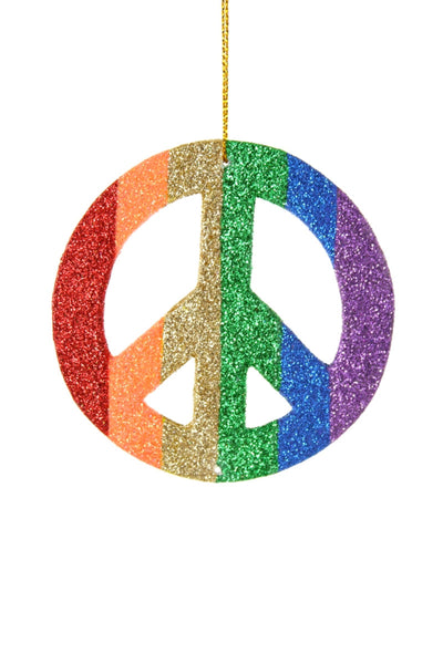 Cody Foster & Co Glittered Peace Sign Tree Decoration