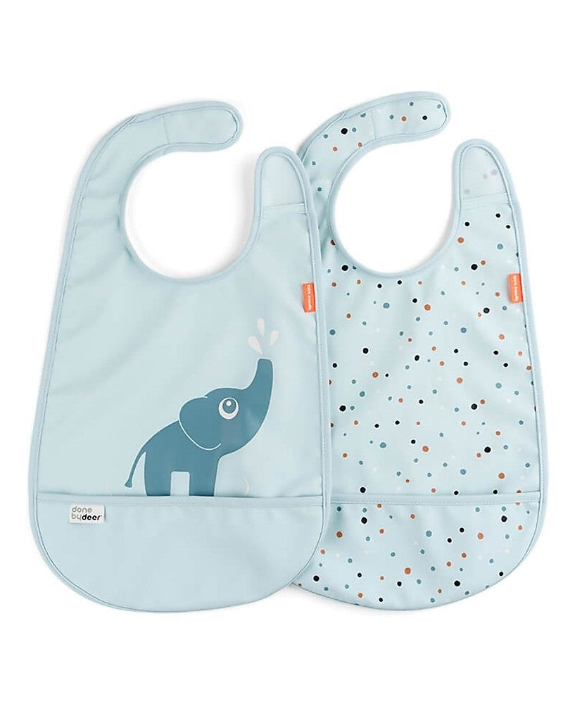 Set of 2 waterproof bibs with pocket - Azzurri