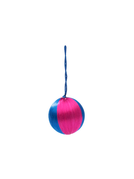 Small Corded Blue Stripe Ornament