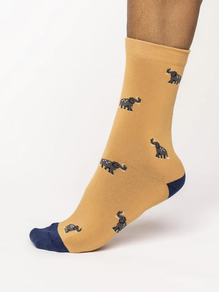 Thought Wild Animal Socks - Mango Yellow