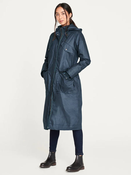 Elaina Organic Cotton Cold Weather Waterproof Coat - Storm Blue