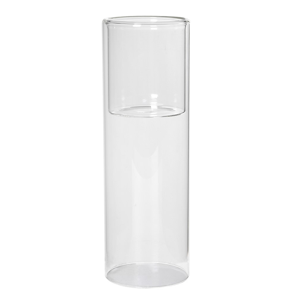 Large glass cylinder candle holder