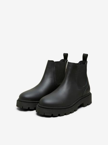 Selected Femme Emma Chelsea Leather Boots Black
