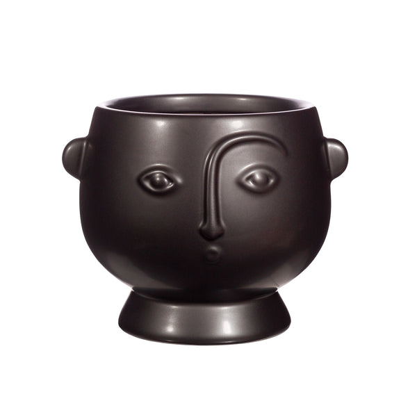 Large Face Black Planter