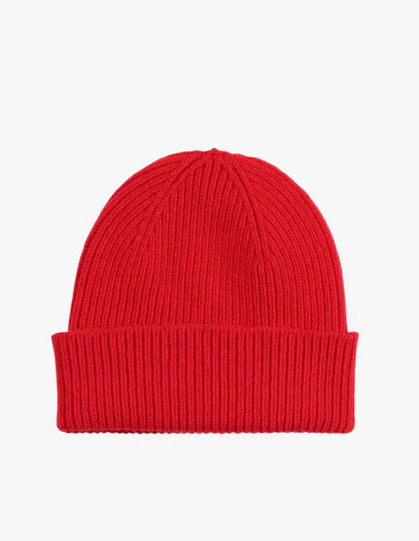 Merino Wool Scarlet Red Beanie