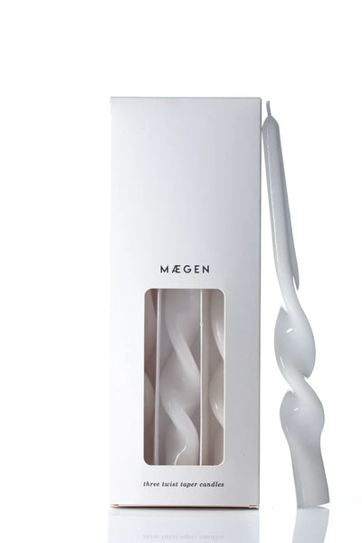 Maegen | Three Twist Taper Candles | White