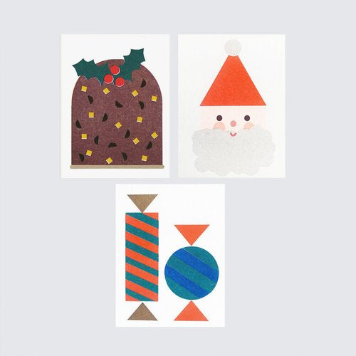 Scout Editions Mini Christmas Card Set - Santa, Christmas Pudding, Bon Bons