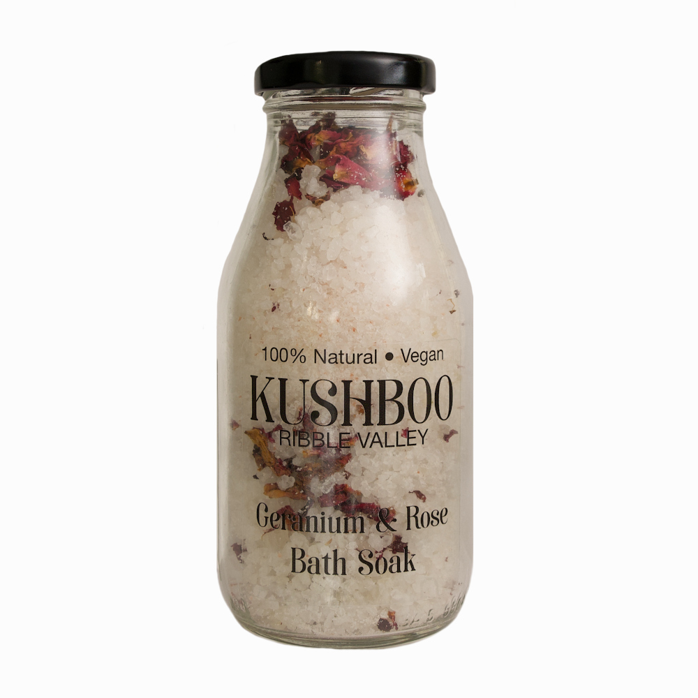 Kushboo Bath Salt Soak (300g) 100% Handmade & Natural In A Bottle Made From Pure Germanium & Rose