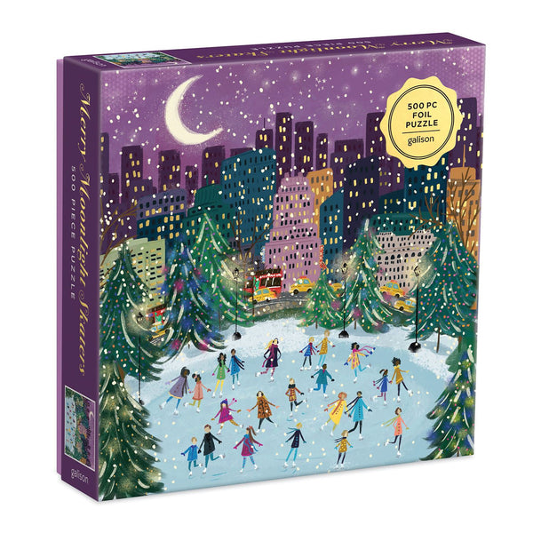 Galison Merry Moonlight Skaters Jigsaw Puzzle