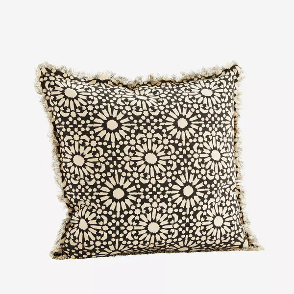 Black & Off White Printed Cushion