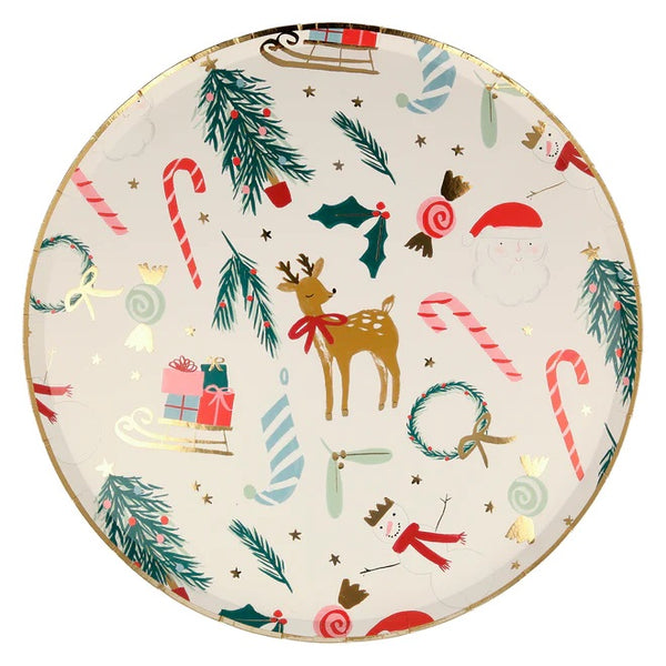 Festive Motif Party Dinner Plates X 8