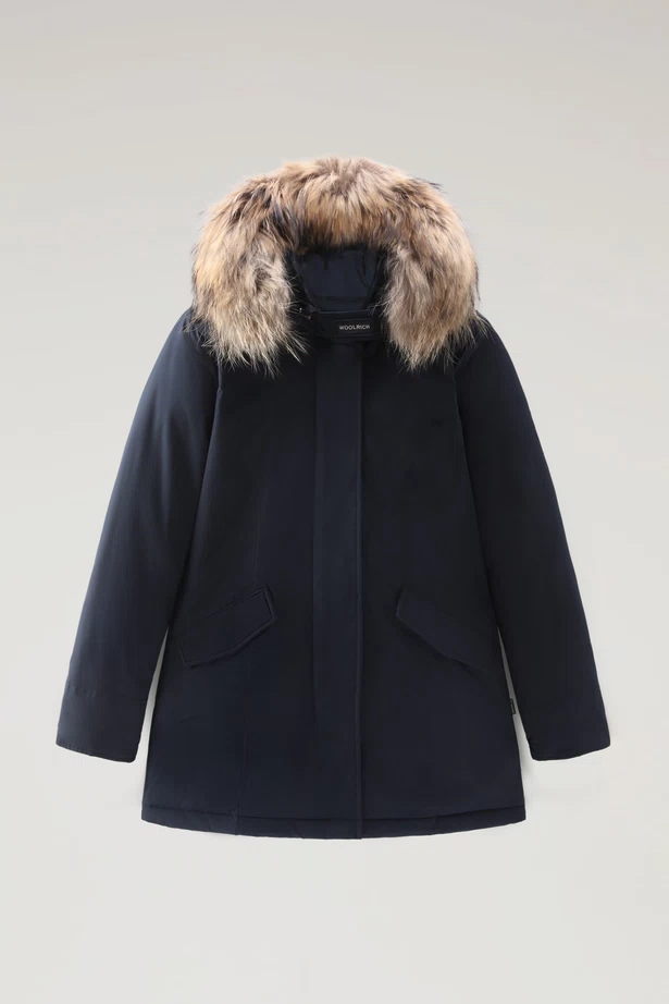 Woolrich Luxury Arctic Parka With Detachable Fur Melton Blue