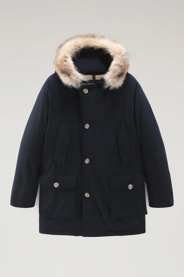 Woolrich Arctic Parka In Ramar With Detachable Fur Trim Melton Blue