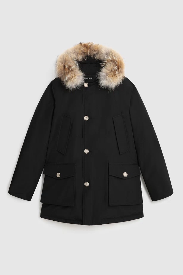 Woolrich Arctic Parka In Ramar With Detachable Fur Trim Black