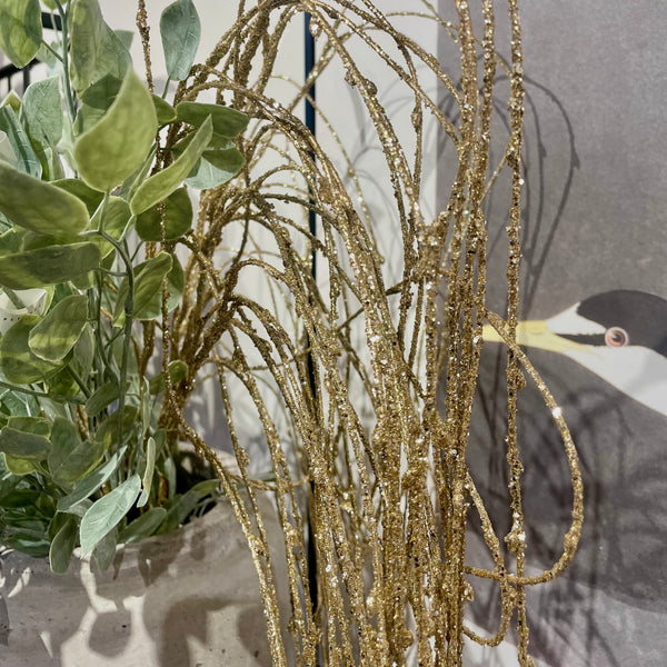 Persora Extra Large Gold Glitter Weeping Willow Stem