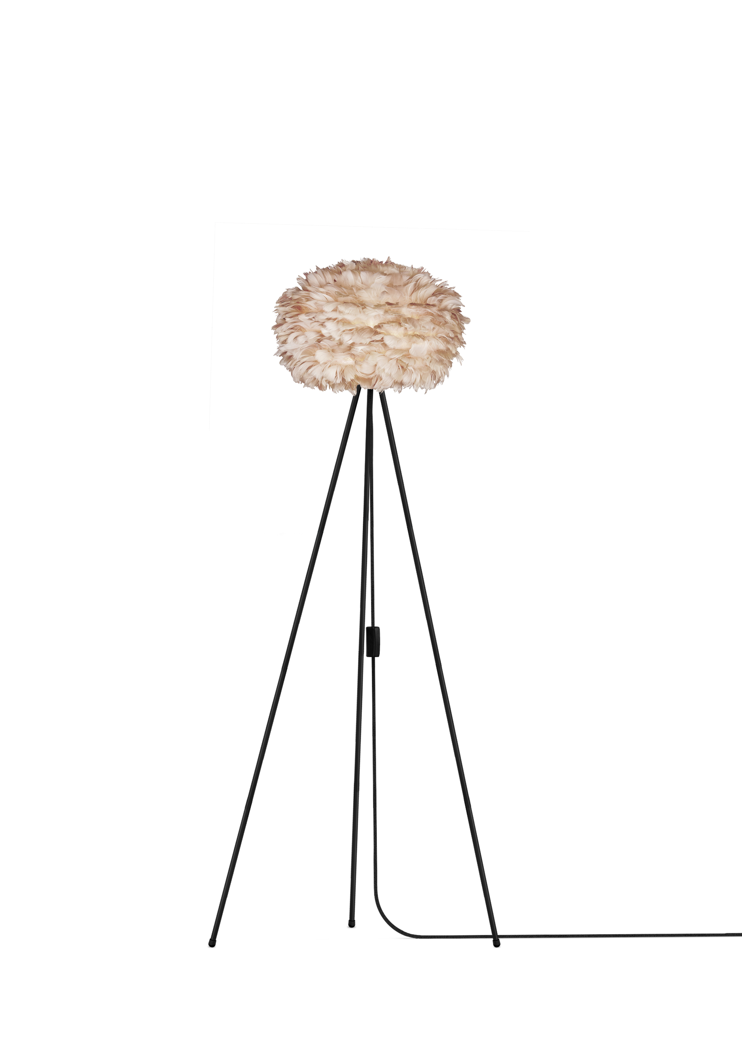 UMAGE Medium Light Brown Feather Eos Floor Lamp with Black Tripod