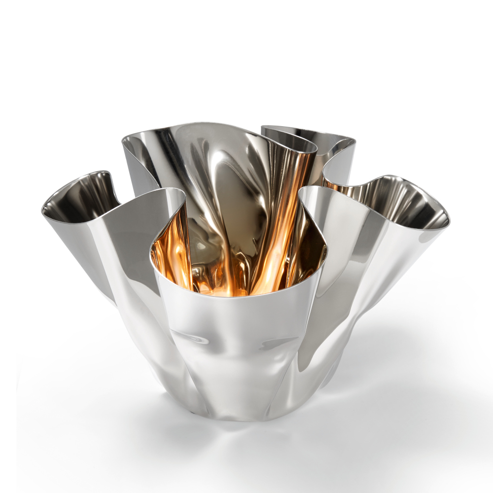 Philippi Margeaux Pillar Candle Or Tealight Holder In Mirror Polished Stainless Steel Dia 17cm