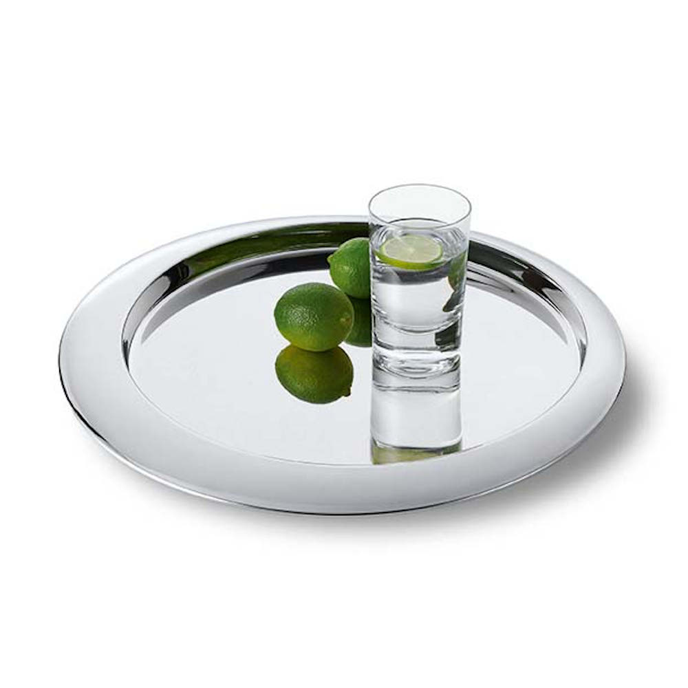 Philippi Luna Round Mirror Polish Serving Tray With High Edge Dia 30cm