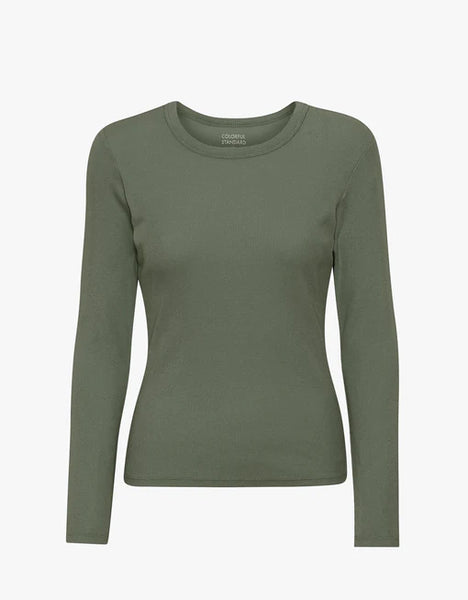 Organic Rib Ls T-shirt - Dusty Olive